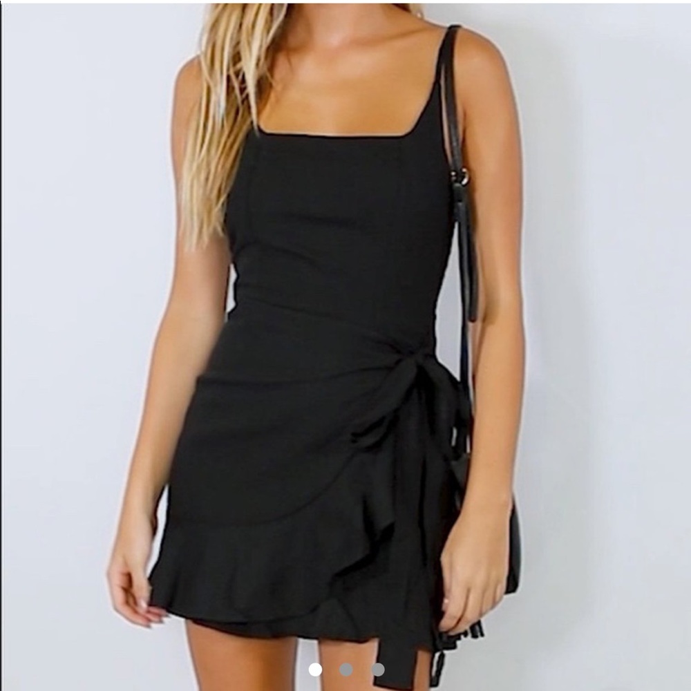 Black princess polly love lane mini wrap dress